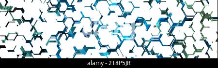 Fond de motif hexagonal tech bleu vert abstrait. Conception de bannière vectorielle géométrique Illustration de Vecteur