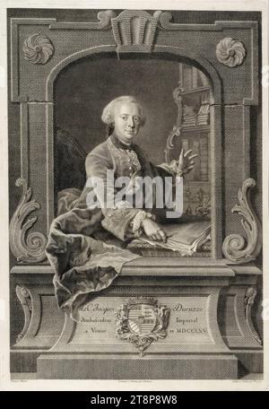 Comte Giacomo Durazzo, Ambassadeur Impérial à Venise, Jacob Matthias Schmutzer (Vienne 1733 - 1811 Vienne), 1765, estampe, gravure sur cuivre, gravure, drap : 47 cm x 32 cm Banque D'Images