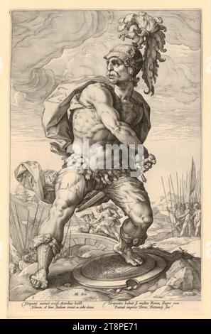 Titus Manlius Torquatus, les héros romains, Hendrick Goltzius, v. 1586, impression, gravure sur cuivre Banque D'Images