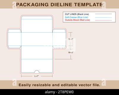 Fichier vectoriel modifiable de modèle de ligne de découpe de boîte cadeau Illustration de Vecteur