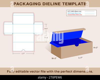 Fichier vectoriel modifiable de modèle de ligne de découpe de boîte cadeau Illustration de Vecteur