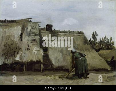 Vincent van Gogh - Une paysanne creusant devant son chalet. Banque D'Images