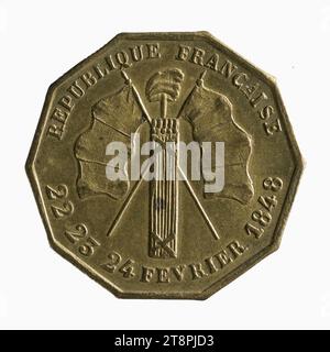 Honneur aux citoyens, révolution de 1848, 22 au 24 février 1848, Array, Numismatique, Token (numismatique), laiton, Dimensions - travail : diamètre : 2,3 cm, poids (dimension type) : 3,26 g. Banque D'Images