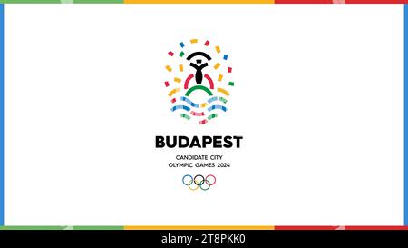 Logo officiel de l'image illustratrice vectorielle des Jeux Olympiques de Budapest 2024. Illustration de Vecteur