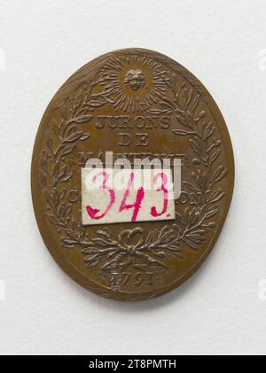 Vivre libre ou mourir, 1791, Anonyme, Array, Numismatique, médaille, Dimensions - œuvres : hauteur : 2,6 cm, poids (taille du type) : 4,59 g. Banque D'Images