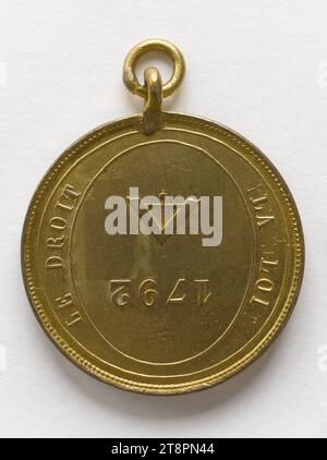 Vivre libre ou mourir, 1792, Anonyme, Array, Numismatique, médaille, Dimensions - œuvres : diamètre : 3,4 cm, poids (taille du type) : 17,14 g. Banque D'Images