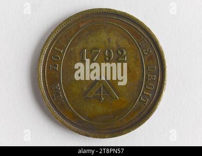 Vivre libre ou mourir, 1792, Anonyme, Array, Numismatique, médaille, Dimensions - œuvres : diamètre : 3,5 cm, poids (taille du type) : 15,98 g. Banque D'Images