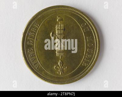 Vivre libre ou mourir, 1792, Anonyme, Array, Numismatique, médaille, Dimensions - oeuvre : diamètre : 3,5 cm, poids (dimension type) : 16,24 g. Banque D'Images