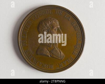 Paix de Lunéville, 20 Pluviôse an IX (9 février 1801), Andrieu, Bertrand ou Jean-Bertrand, graveur en médailles, tableau, Numismatique, Médaille, Dimensions - oeuvre : diamètre : 4,2 cm, poids (taille du type) : 34,94 g. Banque D'Images