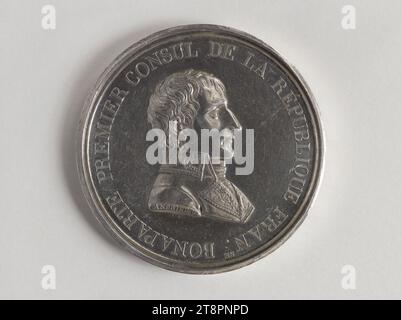 Paix de Lunéville, 20 pluviose an IX (9 février 1801), Andrieu, Bertrand ou Jean-Bertrand, graveur en médailles, tableau, Numismatique, Médaille, Dimensions - oeuvre : diamètre : 4,2 cm, poids (taille du type) : 31,17 g. Banque D'Images