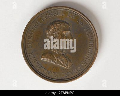 Paix de Lunéville, 20 pluviose an IX (9 février 1801), Andrieu, Bertrand ou Jean-Bertrand, graveur en médailles, tableau, Numismatique, Médaille, Dimensions - oeuvre : diamètre : 4,2 cm, poids (taille du type) : 39,14 g. Banque D'Images