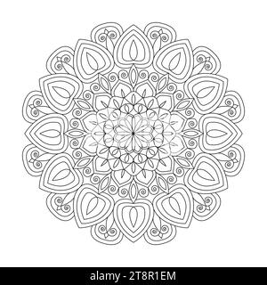 Kids spiraling spectacle mandala page de livre de coloriage pour l'intérieur du livre kdp. Pétales paisibles, capacité à se détendre, expériences cérébrales, Haven harmonieux, PE Illustration de Vecteur