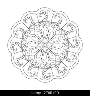 Enfants Enchanted Circles mandala page de livre de coloriage pour l'intérieur du livre KDP. Pétales pacifiques, capacité de se détendre, expériences cérébrales, Haven harmonieux, Illustration de Vecteur