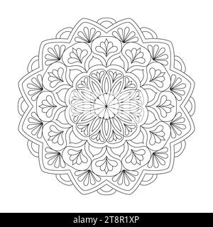 Kids Dreamy Designs mandala page de livre de coloriage pour l'intérieur du livre KDP. Pétales paisibles, capacité à se détendre, expériences cérébrales, Haven harmonieux, paisible Illustration de Vecteur