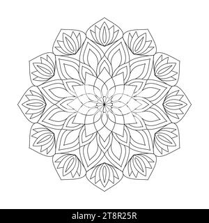 Kids Mandala Magic Mandala livre de coloriage page pour l'intérieur du livre KDP. Pétales paisibles, capacité à se détendre, expériences cérébrales, Haven harmonieux, paisible Illustration de Vecteur