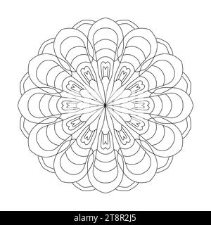 Mandala Whimsical tisse une page de livre de coloriage pour l'intérieur du livre KDP. Pétales paisibles, capacité à se détendre, expériences cérébrales, Haven harmonieux, po paisible Illustration de Vecteur