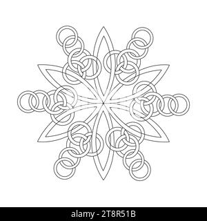 Page de livre de coloriage de mandala simple celtique pour l'intérieur de livre de KDP. Pétales paisibles, capacité à se détendre, expériences cérébrales, Haven harmonieux, paisible Illustration de Vecteur