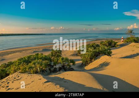 Dunes de sable à Shela Beach au lever du soleil à Lamu Isand, Kenya Banque D'Images