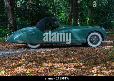 Early (1948) conduite à gauche Jaguar XK120 classique voiture de sport britannique Banque D'Images