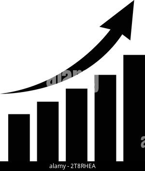 Graphique croissant, graphique à barres, icône plate isolée sur le fond blanc, illustration vectorielle de conception plate. Illustration de Vecteur