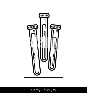 Icône tubes à essai. Un jeu de trois tubes à essai, avec des niveaux de liquide et des bulles. Illustration vectorielle Illustration de Vecteur