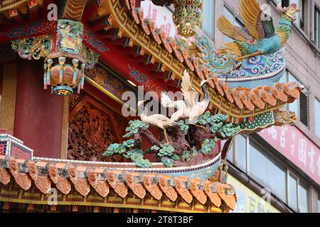 Temple Ciyou, dédié à la déesse de la mer Mazu. Région de Songshan, Taipei, Taïwan Banque D'Images