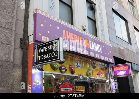 American Candy Shopfront, The Strand, Central London, WC2, Angleterre, ROYAUME-UNI Banque D'Images