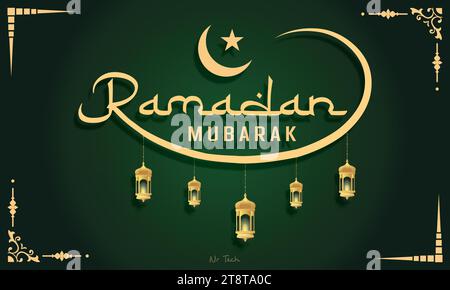 Modèle de fond islamique Ramadan mubarak, belle conception typographique islamique ramadan mubarak lettrage. Illustration de Vecteur