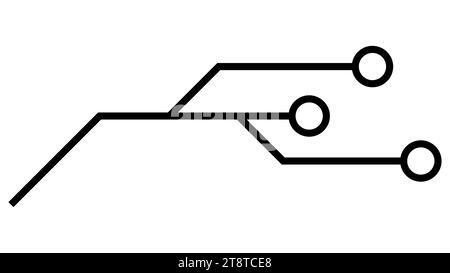 Circuits imprimés isolés sur fond blanc. Clipart technique avec des lignes et des anneaux aux extrémités. Séparateurs pour la conception. Conception vectorielle Illustration de Vecteur