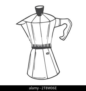 Moka pot Coffeemaker croquis gravure illustration raster. Imitation de style planche à gratter. Illustration de Vecteur