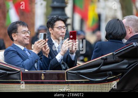 Londres, Royaume-Uni. 21 novembre 2023. Visite d'État du président sud-coréen Yoon Suk Yeol à Londres crédit : Ian Davidson/Alamy Live News Banque D'Images