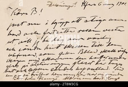Envoi de lettres, Hugo Simberg à sa sœur Blenda Simberg 6,8.1901, Helsinki Banque D'Images