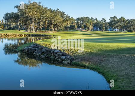 Le parcours de golf yards, niché dans la communauté Sawgrass Players Club, à Ponte Vedra Beach, Floride. (ÉTATS-UNIS) Banque D'Images