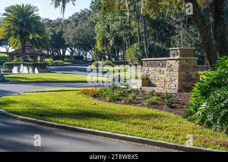 Entrées de quartier au Sawgrass Players Club, une communauté privée fermée à Ponte Vedra Beach, Floride. (ÉTATS-UNIS) Banque D'Images