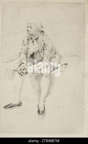 Gunnar Berndtson, 24.10.1854, Helsinki, 9,4.1895, Helsinki, homme en costume du 17e siècle, 11,5 × 7,5 cm, crayon Banque D'Images