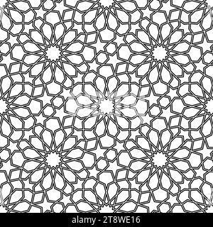 Modèle sans couture Maroc. Répétition de la grille noire marocco isolée sur fond blanc. Motif répété simple mosaïque marocaine. Textur islamique pour le design Illustration de Vecteur