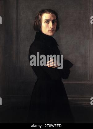 Portrait de Franz Liszt (1811-1886), compositeur et pianiste, Lehmann, Henri, Peintre, tableau, peinture, Rome, hauteur : 113 cm, largeur : 86 cm, dimensions - cadre:, hauteur : 152 cm, largeur : 125 cm, Epaisseur : 12 cm Banque D'Images