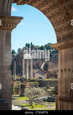 Paysage urbain de Rome avec une vue imprenable sur le Forum Romanum et le Colisée Banque D'Images