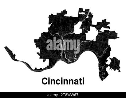 Carte de la ville de Black Cincinnati, zone administrative détaillée Illustration de Vecteur