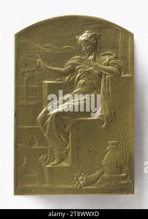 Plaque du comité français à l'exposition franco-britannique de Londres, 1908, Bottée, Louis-Alexandre, graveur en médailles, en 1908, Numismatique, Médaille, Dimensions - oeuvre : hauteur : 6,2 cm, largeur : 4,2 cm, poids (dimension type) : 106,72 g. Banque D'Images