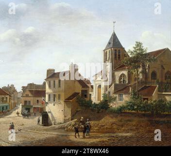 Vue de l'église Saint-Germain-de-Charonne, Bouhot, Étienne, Peintre, Array, tableau, Dimensions - oeuvre : hauteur : 46 cm, largeur : 55,5 cm, Dimensions - cadre : hauteur : 70 cm, largeur : 78,5 cm, Epaisseur : 10,5 cm Banque D'Images