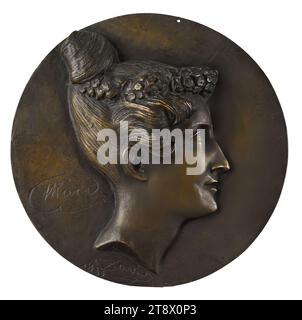 Portrait d'Anne-Françoise-Hippolyte Boutet, dite Mademoiselle Mars (1779-1847), actrice, David d'Angers, Pierre-Jean, sculpteur, en 1835, 1e moitié du 19e siècle, Sculpture, Médaillon (sculpture), Dimensions - oeuvre : diamètre : 17 cm, poids (dimension type) : 0,402 kg Banque D'Images