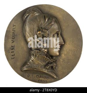 Portrait d'Elise Voïart, née Anne-Elisabeth petit-pain (1786-1866), femme de lettres, David d'Angers, Pierre-Jean, sculpteur, Richard, Louis, fondateur, en 1832, Sculpture, médaillon (sculpture), Dimensions - oeuvre : diamètre : 15,5 cm Banque D'Images