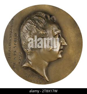 Portrait de Gioacchino Rossini (1792-1868), compositeur italien, David d'Angers, Pierre-Jean, sculpteur, Richard, Louis, fondateur, Array, Sculpture, médaillon (sculpture), Dimensions - oeuvre : diamètre : 11,8 cm Banque D'Images