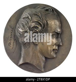 Portrait de Manuel, David d'Angers, Pierre-Jean, sculpteur, 19e siècle, sculpture, Médaillon (sculpture), Bronze, Dimensions - oeuvre : diamètre : 14 cm Banque D'Images