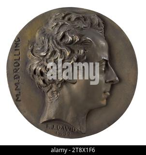 Portrait de Michel Drolling (1786-1851), Peintre, David d'Angers, Pierre-Jean, sculpteur, en 1832, 19e siècle, Sculpture, Médaillon (sculpture), Dimensions - oeuvre : diamètre : 16 cm Banque D'Images