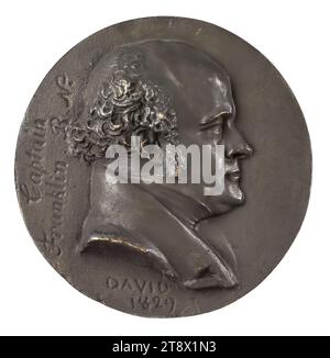 Portrait de Sir John Franklin (1786-1847), marin et explorateur anglais, David d'Angers, Pierre-Jean, sculpteur, Richard, Louis, fondateur, Array, Sculpture, Medallion (sculpture), dimensions - travail : diamètre : 12,5 cm Banque D'Images