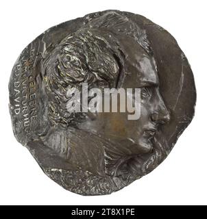 Portrait de Victor Hugo (1802-1885), David d'Angers, Pierre-Jean, sculpteur, Richard, Louis, fondateur, 1e moitié du 19e siècle, Sculpture, Médaillon (sculpture), Dimensions - oeuvre : diamètre : 20 cm Banque D'Images