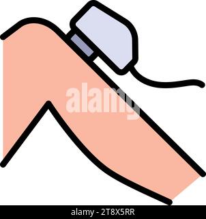 Icône couleur de l'épilation au laser. Dispositif d'épilation par exposition à des impulsions de lumière laser détruisant le follicule pileux. Ligne de soins de la peau sy Illustration de Vecteur