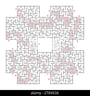 Jeu éducatif pour enfants trouver le bon chemin. Le labyrinthe est un puzzle. Illustration vectorielle en noir et blanc. Illustration de Vecteur